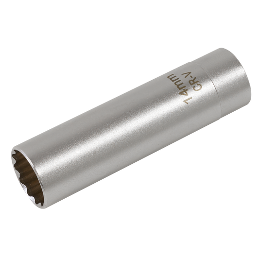 Spark Plug Socket with Magnetic Retainer 3/8"Sq Drive 12-Point 14mm