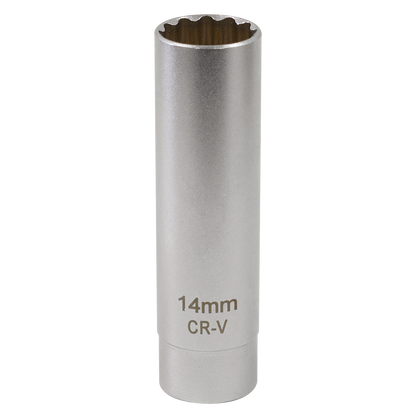 Spark Plug Socket with Magnetic Retainer 3/8"Sq Drive 12-Point 14mm