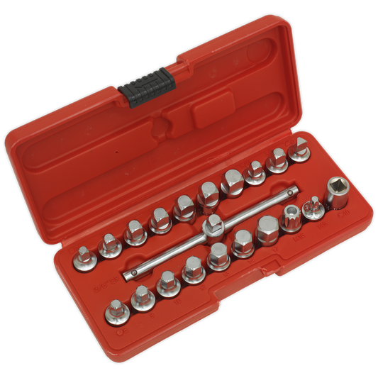 Oil Drain Plug Key Set 3/8"Sq Drive 21pc