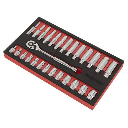Premier Ratchet Wrench & Socket Set 1/4"Sq Drive 27pc