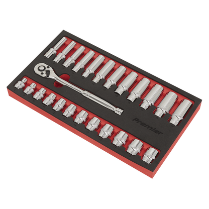 Premier Ratchet Wrench & Socket Set 3/8"Sq Drive 25pc
