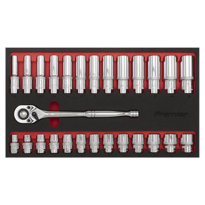 Premier Ratchet Wrench & Socket Set 1/2"Sq Drive 27pc