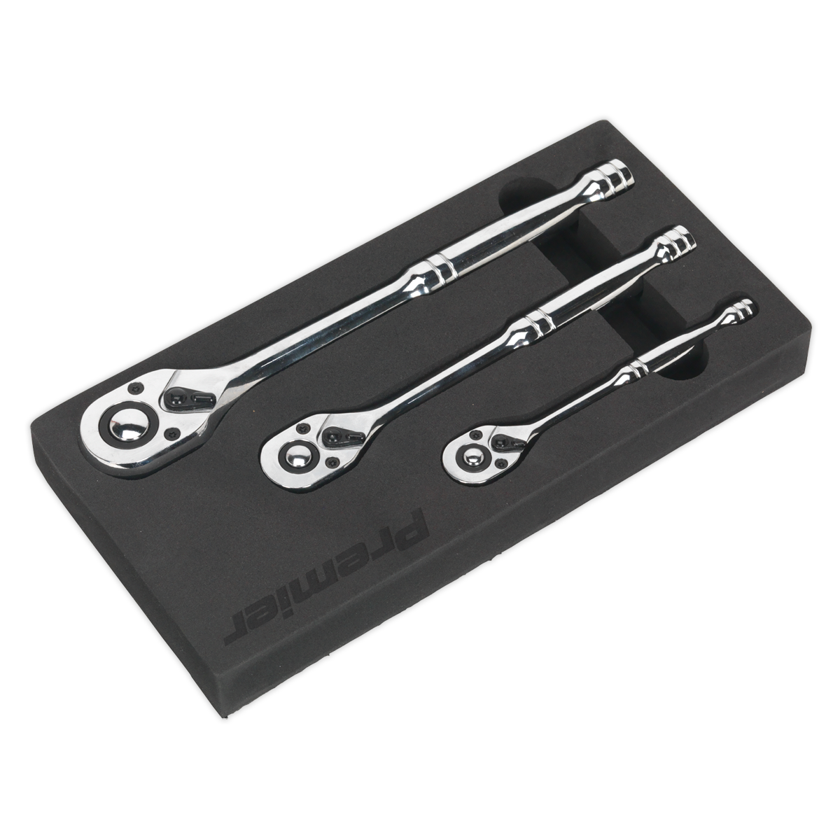 Premier Pear-Head Ratchet Wrench Set with Flip Reverse 3pc