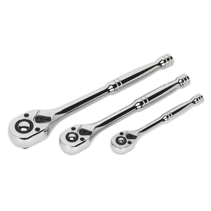 Premier Pear-Head Ratchet Wrench Set with Flip Reverse 3pc
