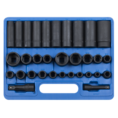 Premier Metric/Imperial Impact Socket Set 3/8" & 1/2"Sq Drive 32pc