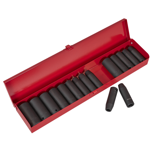 Premier Metric/Imperial Deep Impact Socket Set 1/2"Sq Drive 16pc