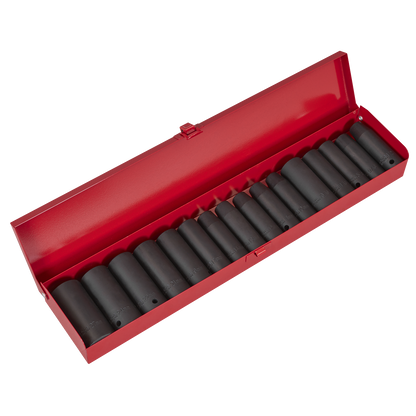 Premier Metric/Imperial Deep Impact Socket Set 1/2"Sq Drive 16pc