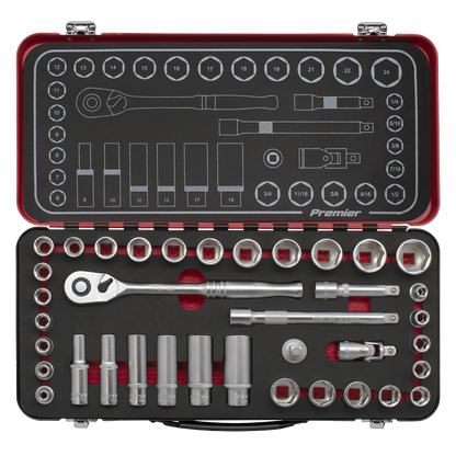 Premier Platinum Metric/Imperial Socket Set 3/8"Sq Drive 37pc