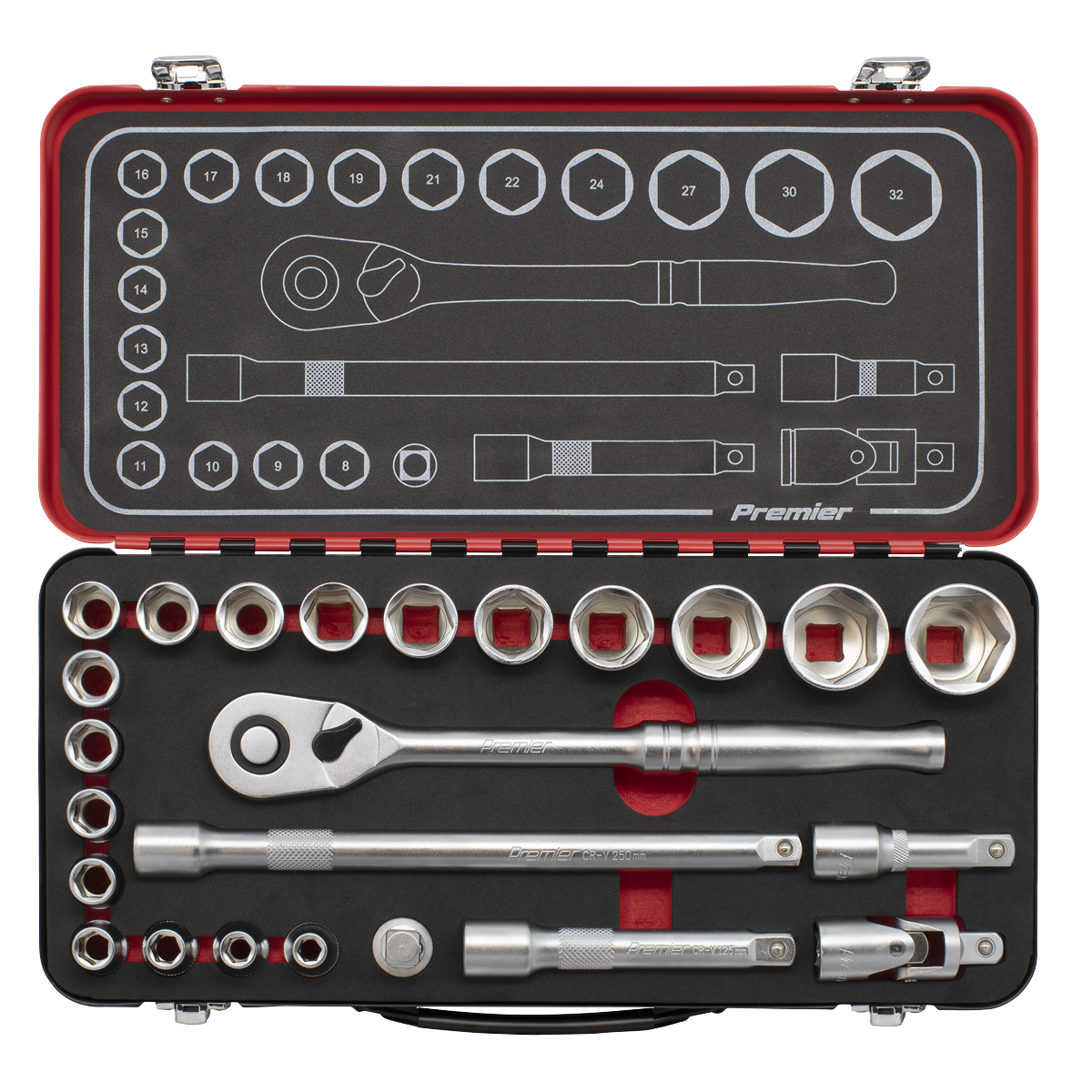 Premier Platinum Socket Set 1/2"Sq Drive 24pc