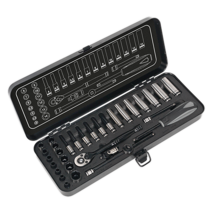 Premier Black Socket Set 1/4"Sq Drive 32pc