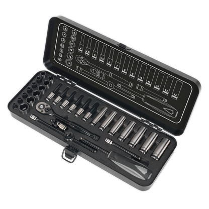 Premier Black Socket Set 1/4"Sq Drive 32pc
