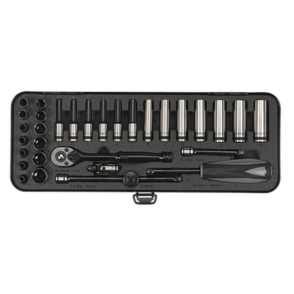 Premier Black Socket Set 1/4"Sq Drive 32pc