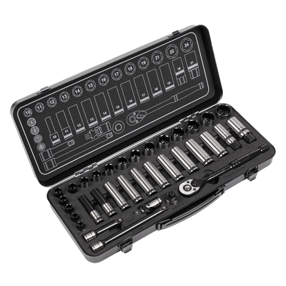 Premier Black Socket Set 3/8"Sq Drive 34pc