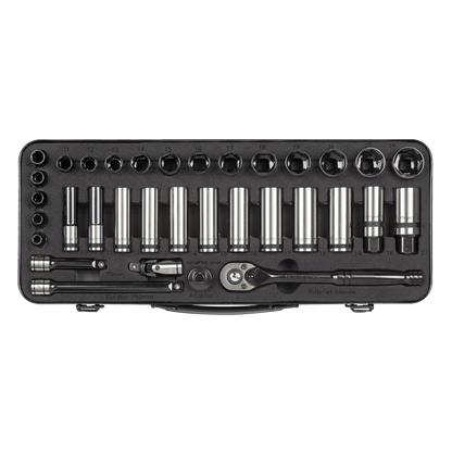 Premier Black Socket Set 3/8"Sq Drive 34pc