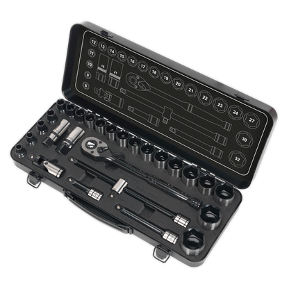 Premier Black Socket Set 1/2"Sq Drive 28pc