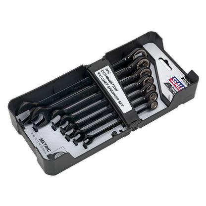 Premier Black Combination Ratchet Spanner Set 7pc