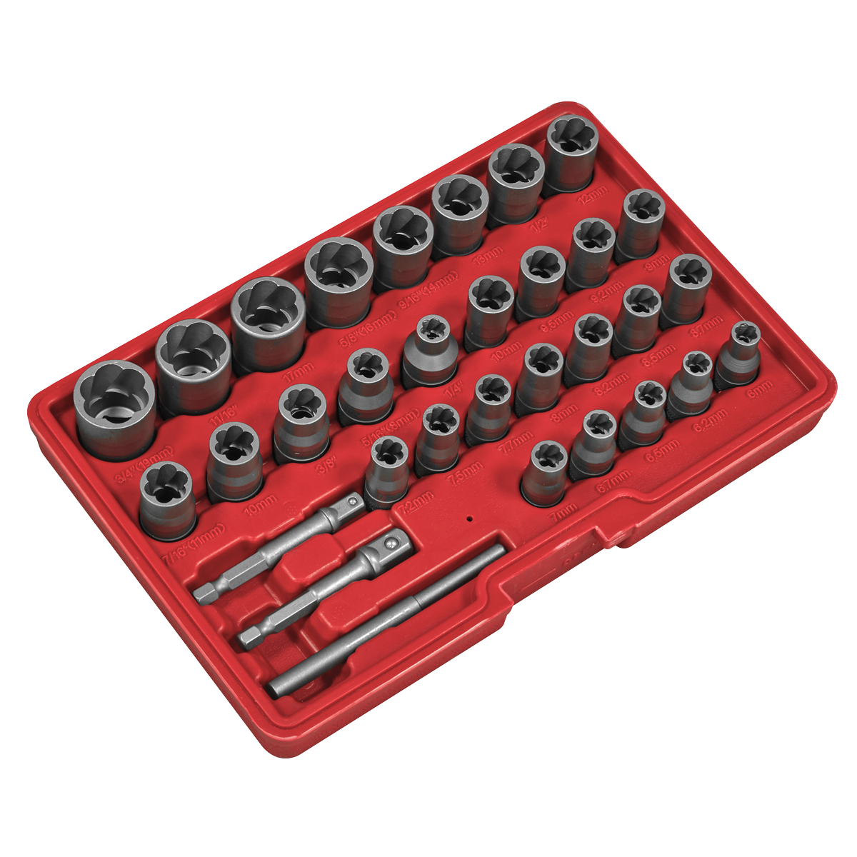 Slim Design Bolt & Nut Extractor Set 32pc