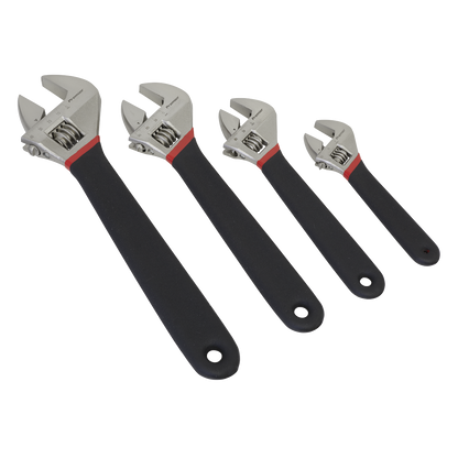 Premier Adjustable Wrench Set Ni-Fe Finish 4pc