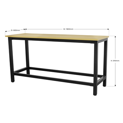 Heavy-Duty Steel Workbench with 25mm MDF Top 1.8m