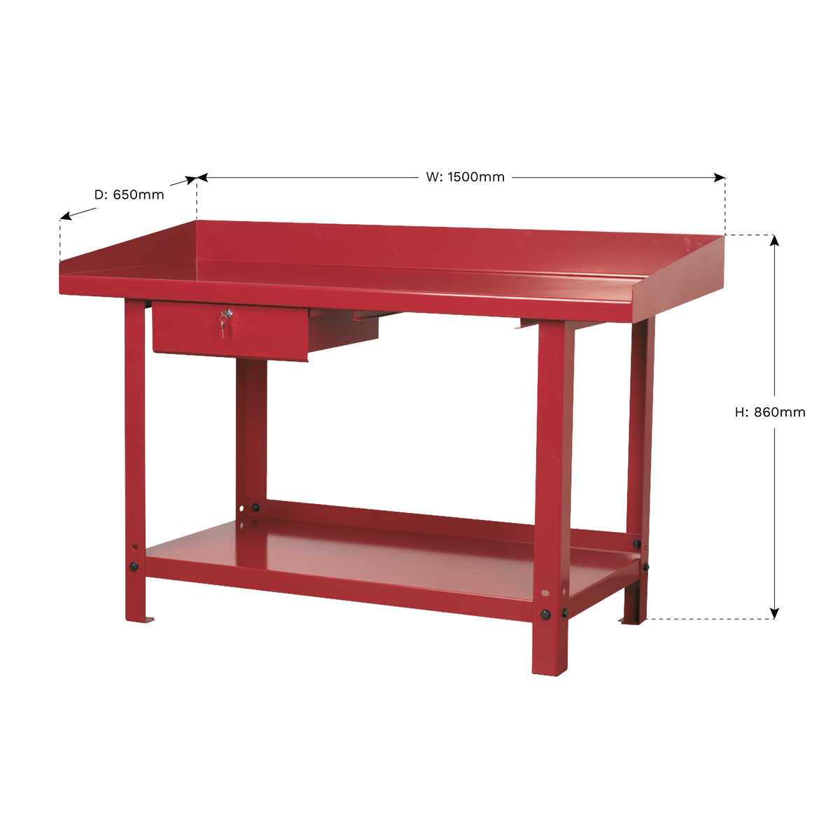 Steel Workbench with Drawer 1.5m
