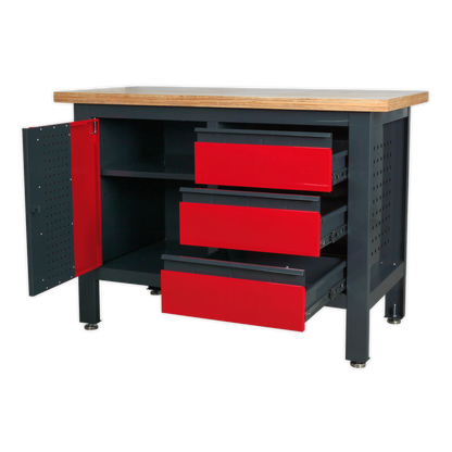 Workbench with 3 Drawers & Cupboard