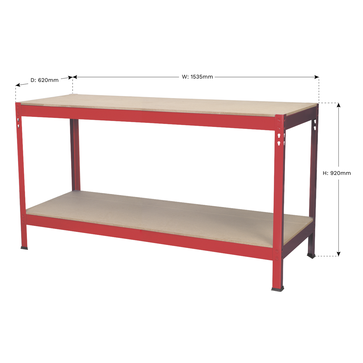 Steel Workbench with Wooden Top 1.53m