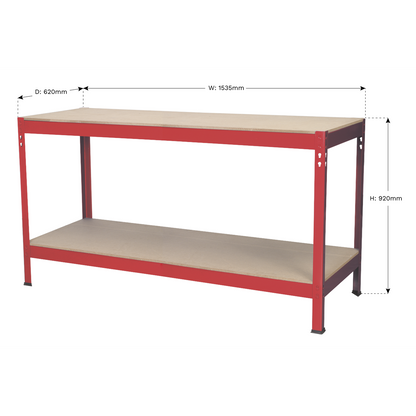 Steel Workbench with Wooden Top 1.53m