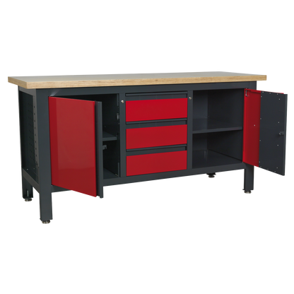 Workbench with 3 Drawers & 2 Cupboards