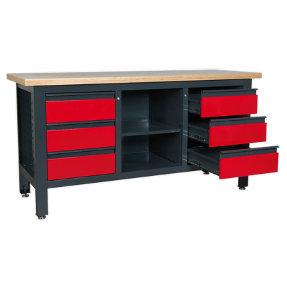 Workbench with 6 Drawers & Open Storage