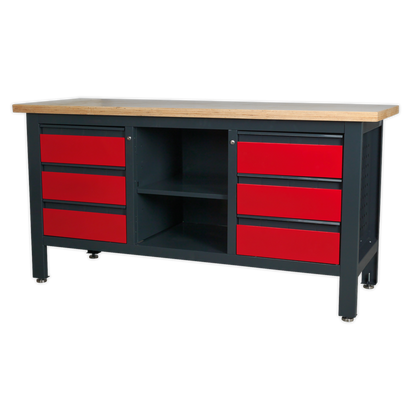 Workbench with 6 Drawers & Open Storage