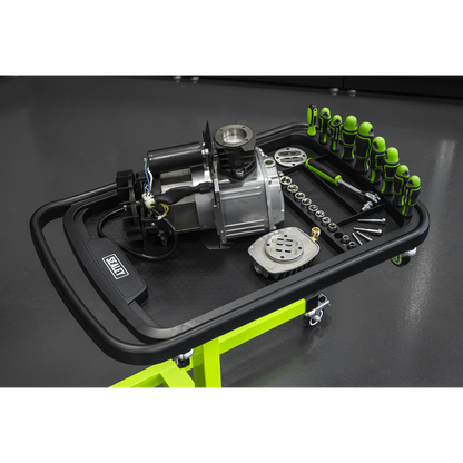 Adjustable-Height Mobile Workstation with Removable Top Tray