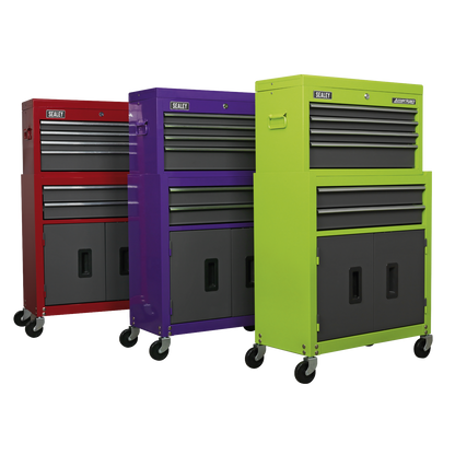 American PRO® Topchest & Rollcab Combination 6 Drawer - Purple/Grey