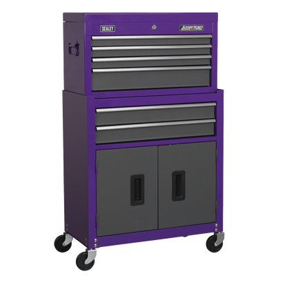 American PRO® Topchest & Rollcab Combination 6 Drawer - Purple/Grey