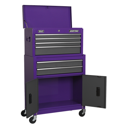 American PRO® Topchest & Rollcab Combination 6 Drawer - Purple/Grey