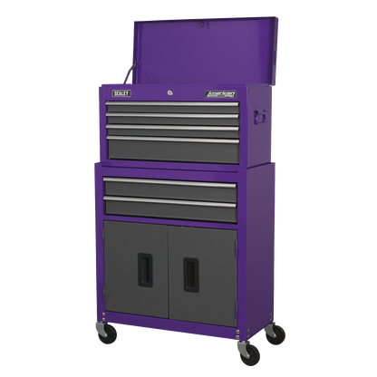 American PRO® Topchest & Rollcab Combination 6 Drawer - Purple/Grey