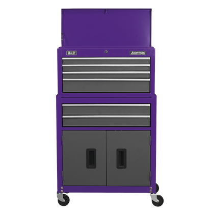 American PRO® Topchest & Rollcab Combination 6 Drawer - Purple/Grey