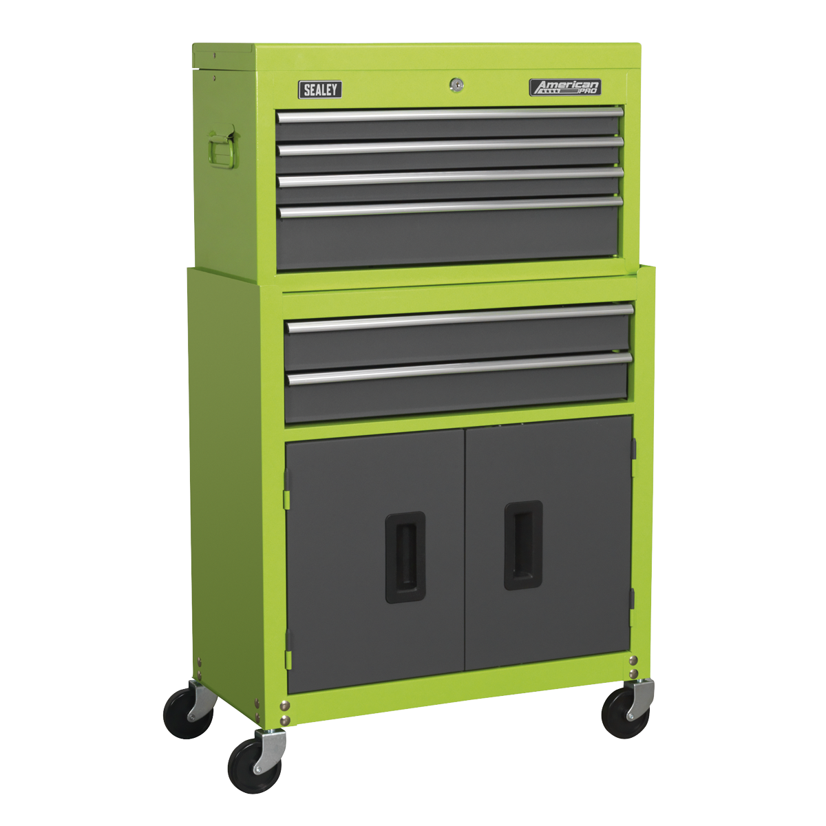American PRO® Topchest & Rollcab Combination 6 Drawer - Green/Grey