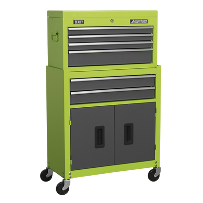 American PRO® Topchest & Rollcab Combination 6 Drawer - Green/Grey