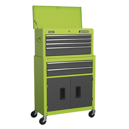 American PRO® Topchest & Rollcab Combination 6 Drawer - Green/Grey