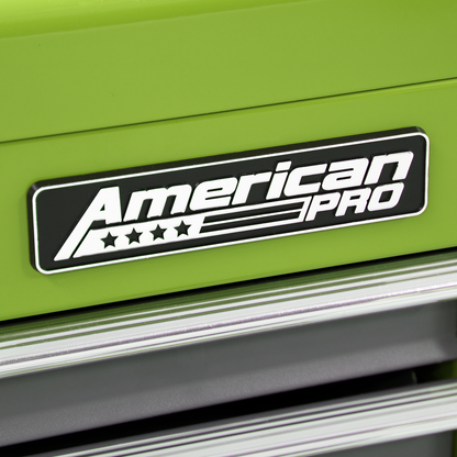 American PRO® Topchest, Mid-Box Tool Chest & Rollcab 9 Drawer Stack - Green