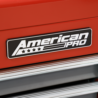 American PRO® Topchest, Mid-Box Tool Chest & Rollcab Stack 9 Drawer - Red