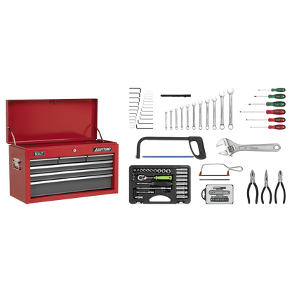 American PRO® Topchest 6 Drawer with 98pc Tool Kit - Red/Grey