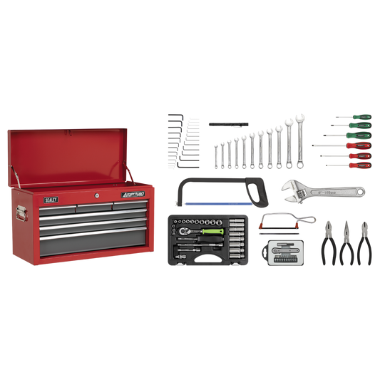 American PRO® Topchest 6 Drawer with 98pc Tool Kit - Red/Grey