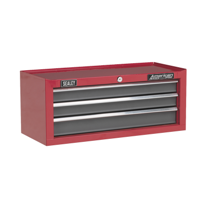 American PRO® Topchest, Mid-Box Tool Chest & Rollcab Stack 9 Drawer - Red