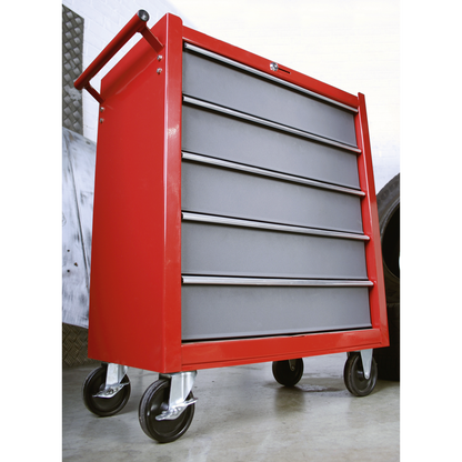 American PRO® Rollcab 5 Drawer - Red/Grey