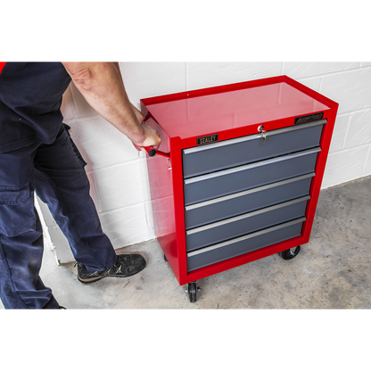 American PRO® Rollcab 5 Drawer - Red/Grey