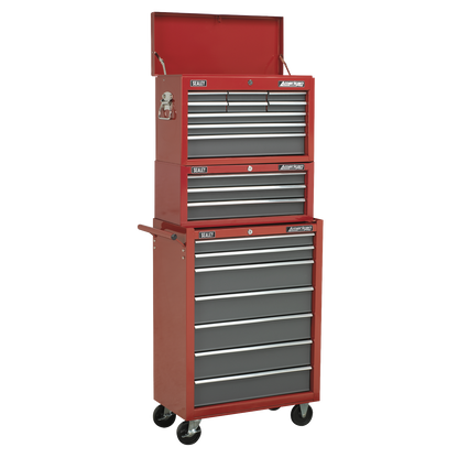 American PRO® Topchest 9 Drawer - Red/Grey