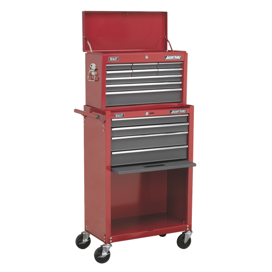 American PRO® Topchest & Rollcab Combination 13 Drawer - Red/Grey