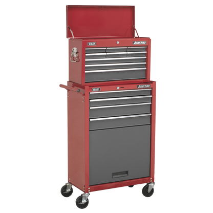 American PRO® Topchest & Rollcab Combination 13 Drawer - Red/Grey