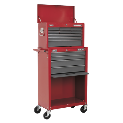 American PRO® Topchest & Rollcab Combination 13 Drawer - Red/Grey